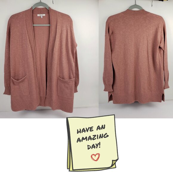 Madewell XXS Dusty Rose Pink Cardigan Sweater Pockets Cotton Blend Women - Picture 12 of 13